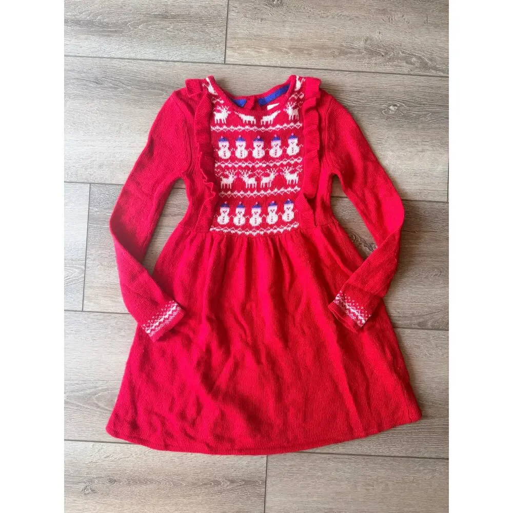 Mini Boden Girls' Christmas Fair Isle Knit Wool Dress 7-8Y